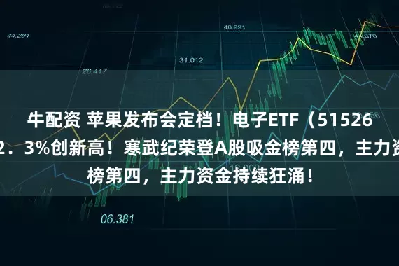 牛配资 苹果发布会定档！电子ETF（515260）盘中拉升2．3%创新高！寒武纪荣登A股吸金榜第四，主力资金持续狂涌！